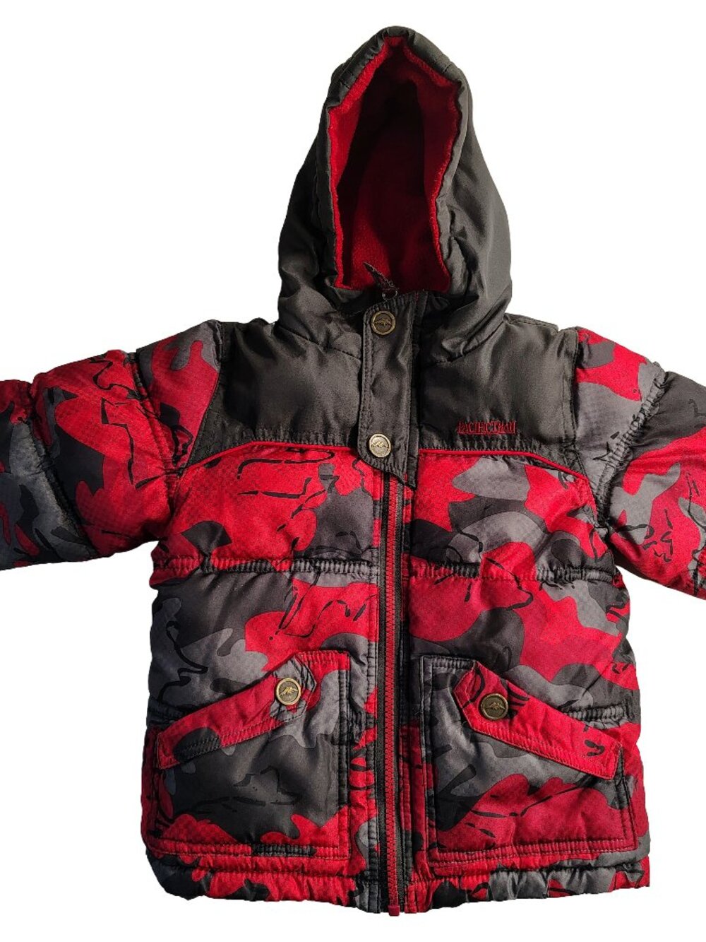 Boy's Size 3T Red & Gray Camouflage Pacific Trail Brand Winter Puffer Coat